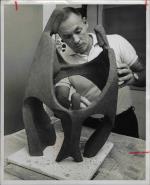 Student George Holler working on a sculpture